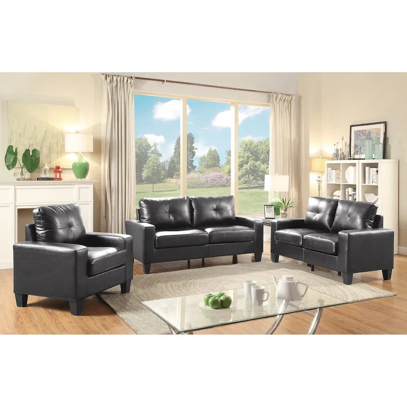Divano Newbury a braccioli svasati in ecopelle, larghezza 58 pollici - 32L x 58P x 36A
