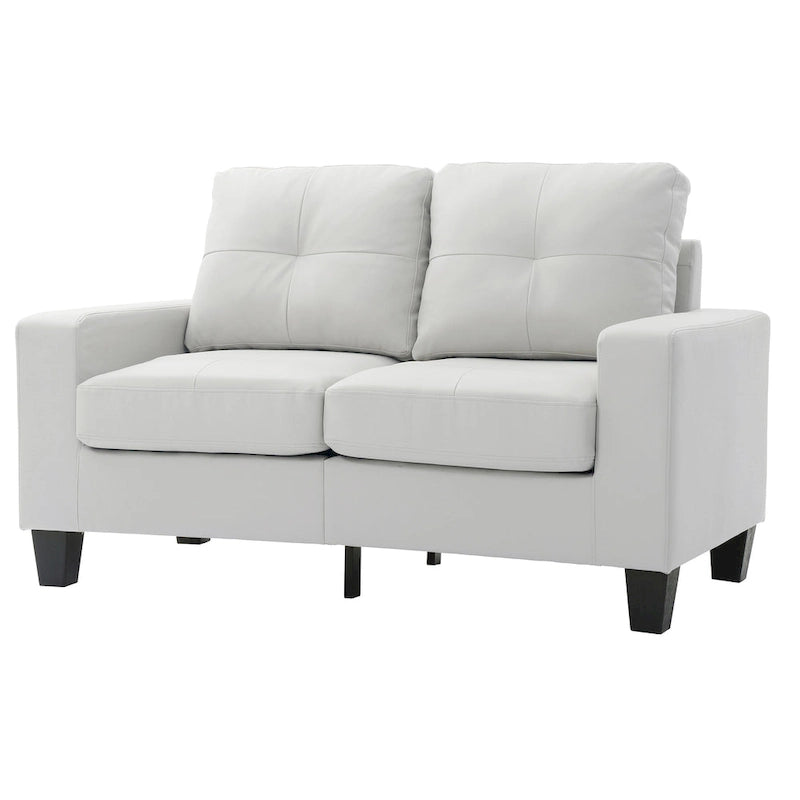Divano Newbury a braccioli svasati in ecopelle, larghezza 58 pollici - 32L x 58P x 36A