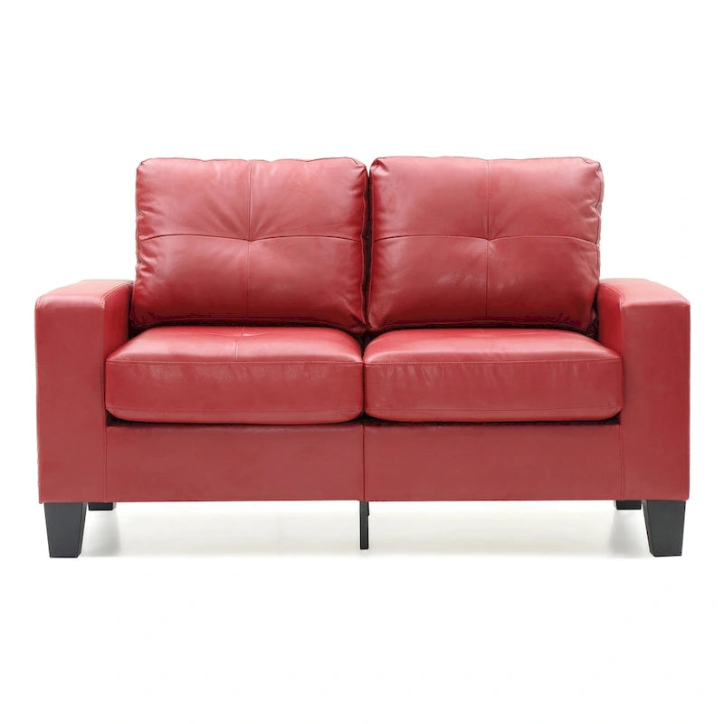 Divano Newbury a braccioli svasati in ecopelle, larghezza 58 pollici - 32L x 58P x 36A