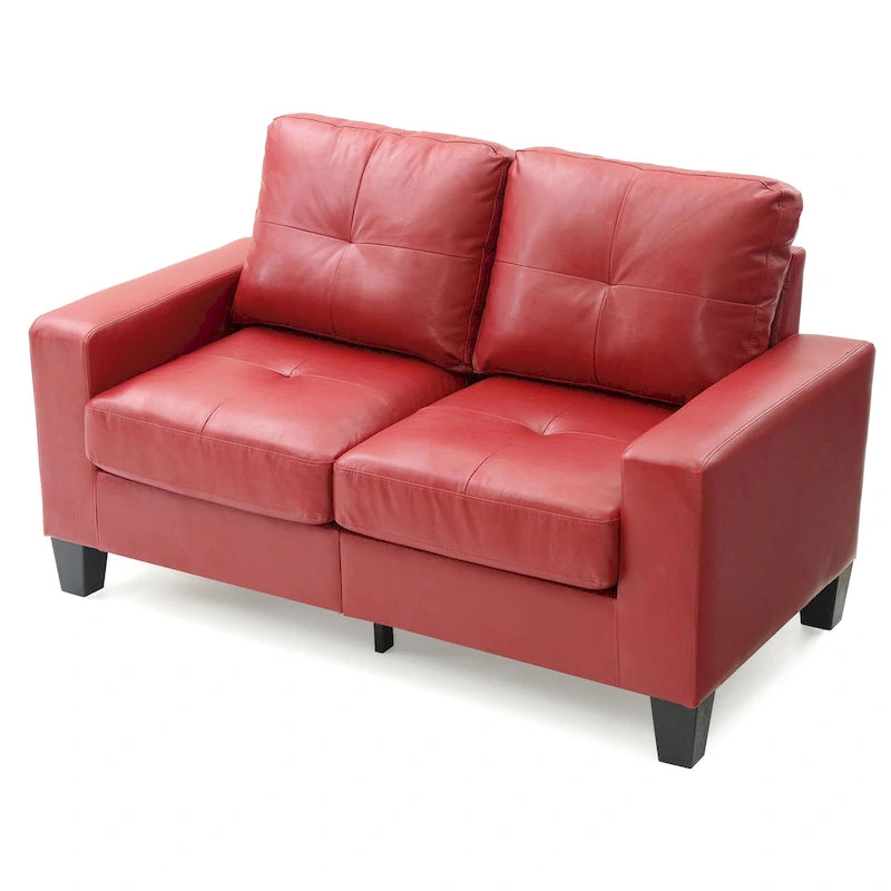 Divano Newbury a braccioli svasati in ecopelle, larghezza 58 pollici - 32L x 58P x 36A