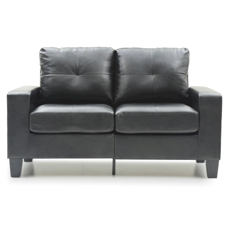 Divano Newbury a braccioli svasati in ecopelle, larghezza 58 pollici - 32L x 58P x 36A