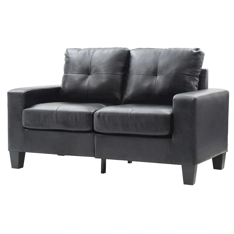 Divano Newbury a braccioli svasati in ecopelle, larghezza 58 pollici - 32L x 58P x 36A