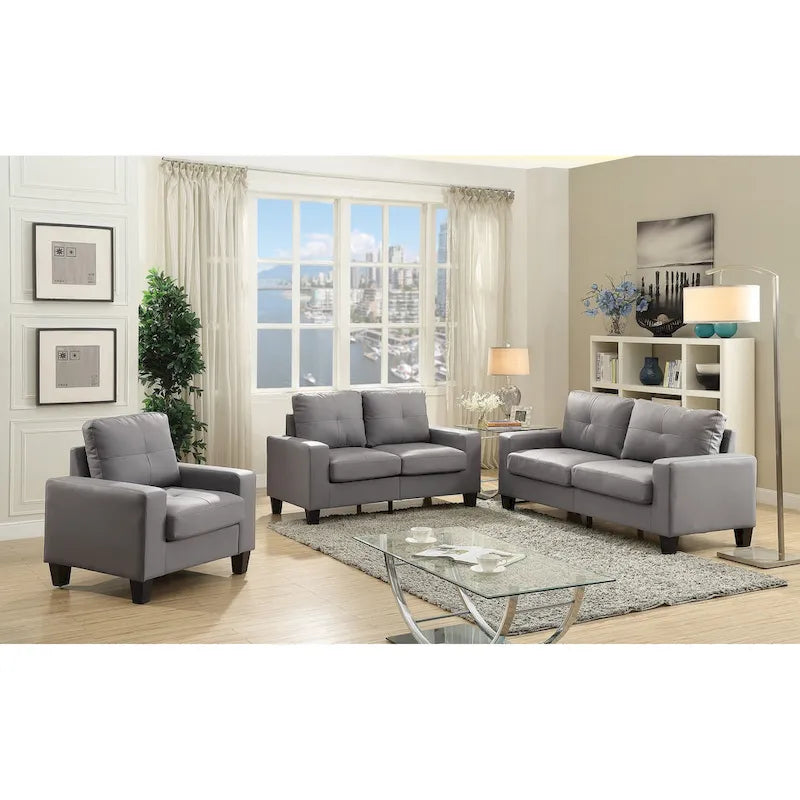 Divano Newbury a braccioli svasati in ecopelle, larghezza 58 pollici - 32L x 58P x 36A