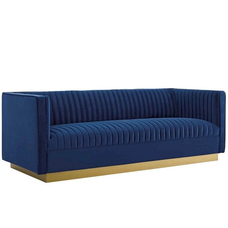 Divano in velluto Silver Orchid Perez Vertical Channel Tufted