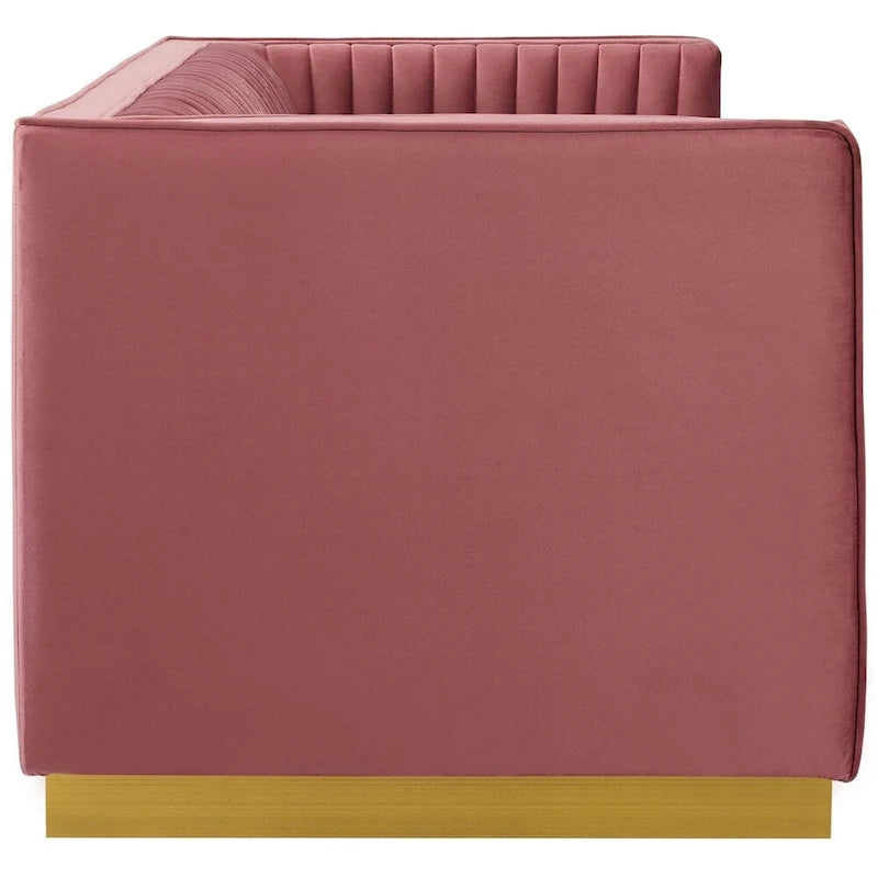 Divano in velluto Silver Orchid Perez Vertical Channel Tufted