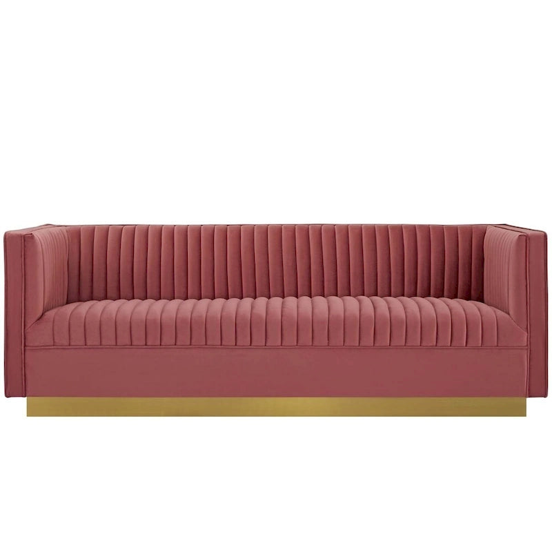 Divano in velluto Silver Orchid Perez Vertical Channel Tufted