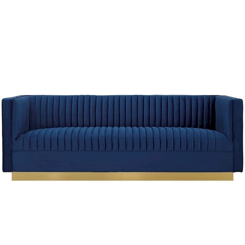 Divano in velluto Silver Orchid Perez Vertical Channel Tufted