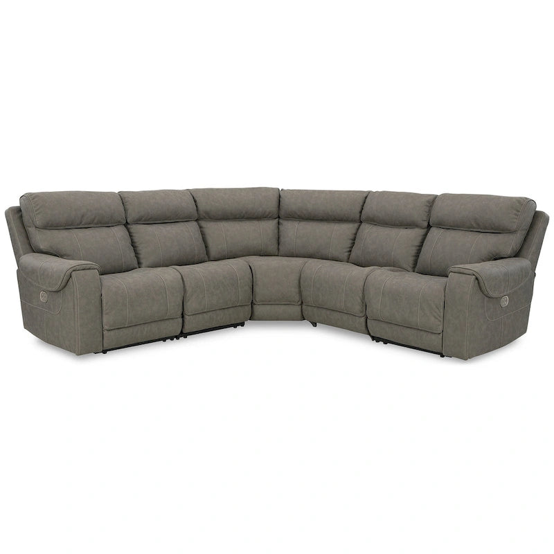 Divano sezionale reclinabile elettrico a 5 posti Signature Design by Ashley Starbot Gray - 131W x 131D x 42H