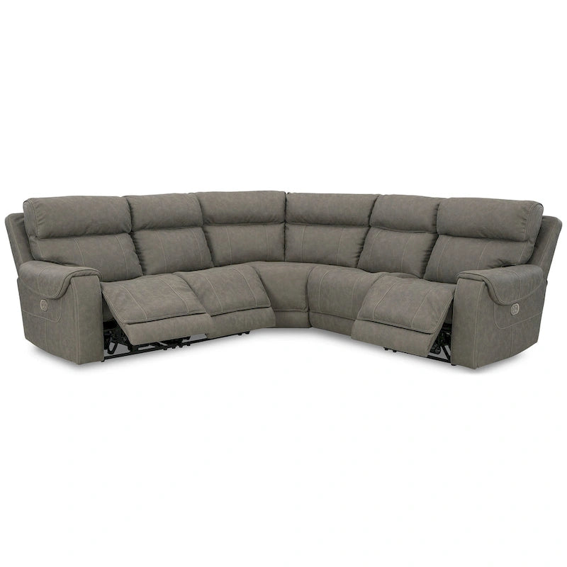 Divano sezionale reclinabile elettrico a 5 posti Signature Design by Ashley Starbot Gray - 131W x 131D x 42H