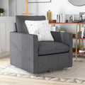 Poltrona girevole Kamile Transitional con cuscino sullo schienale in lino di Furniture of America
