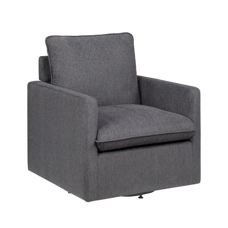 Poltrona girevole Kamile Transitional con cuscino sullo schienale in lino di Furniture of America