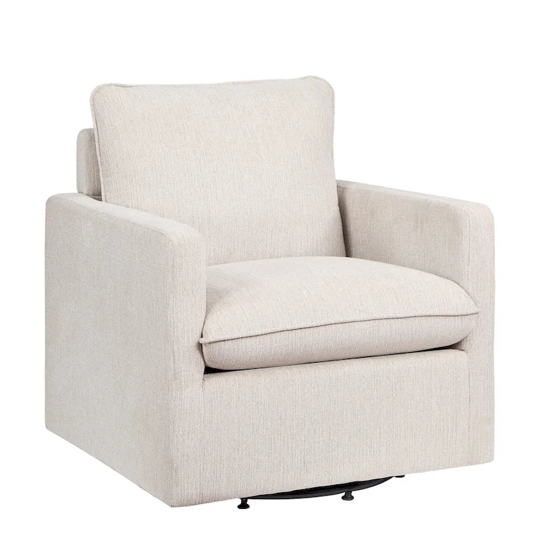 Poltrona girevole Kamile Transitional con cuscino sullo schienale in lino di Furniture of America