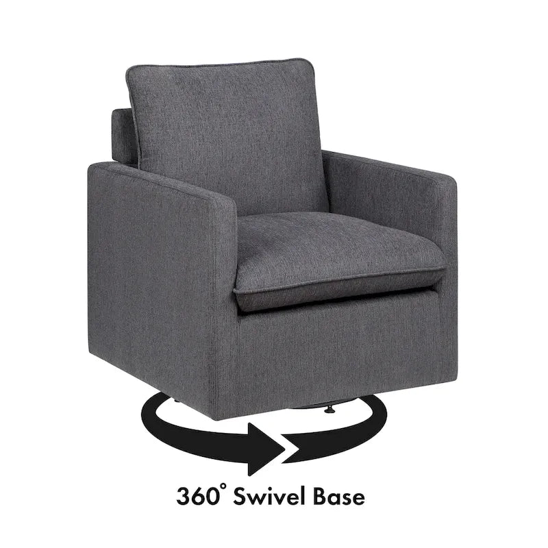 Poltrona girevole Kamile Transitional con cuscino sullo schienale in lino di Furniture of America