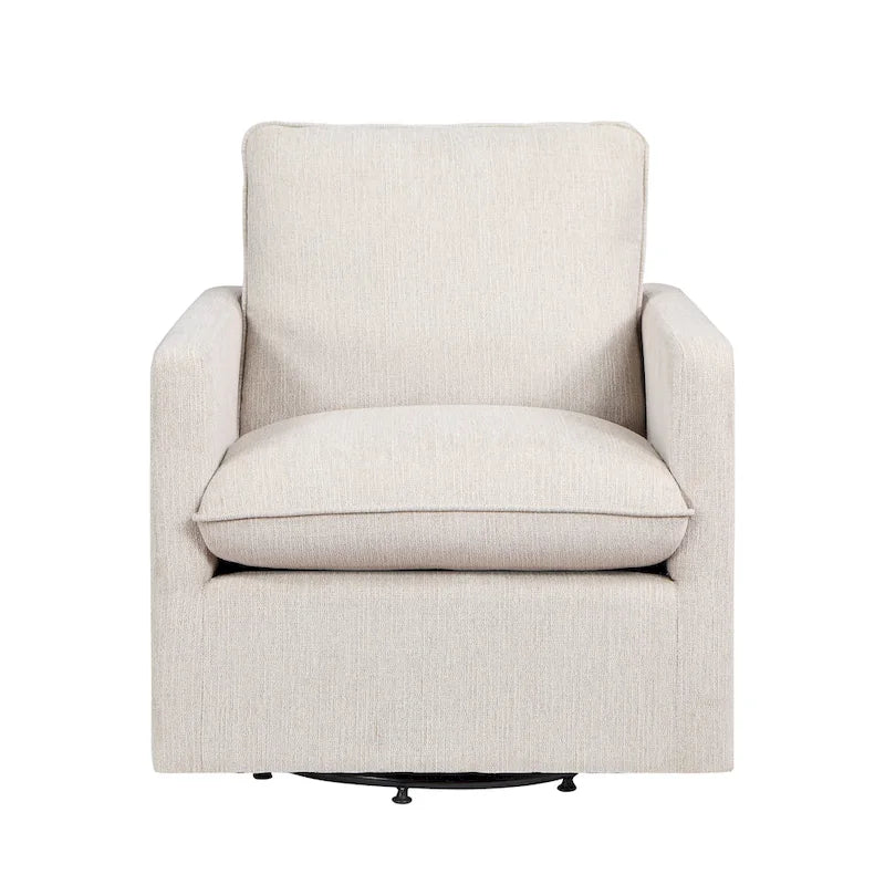 Poltrona girevole Kamile Transitional con cuscino sullo schienale in lino di Furniture of America