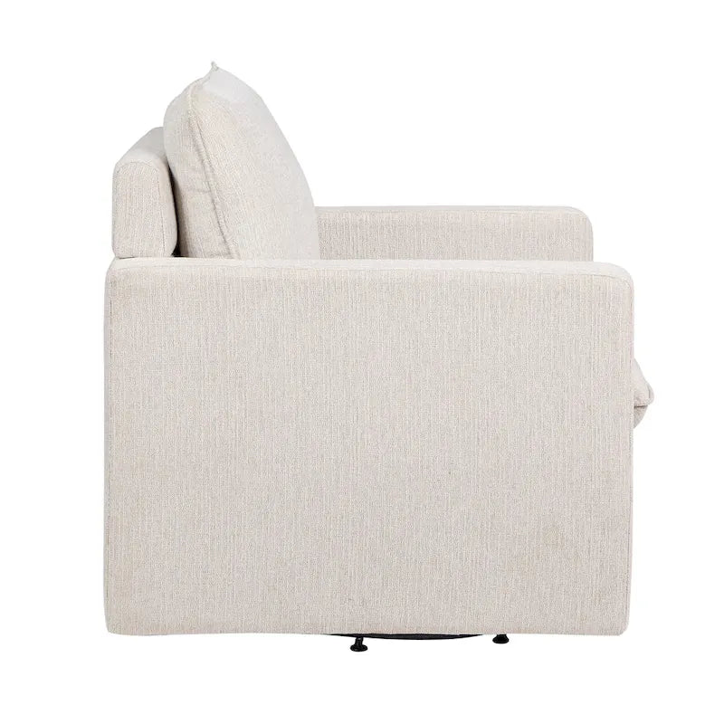 Poltrona girevole Kamile Transitional con cuscino sullo schienale in lino di Furniture of America