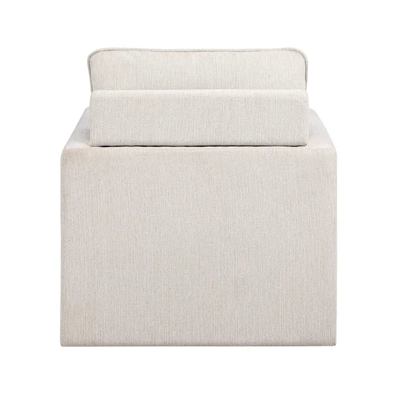 Poltrona girevole Kamile Transitional con cuscino sullo schienale in lino di Furniture of America