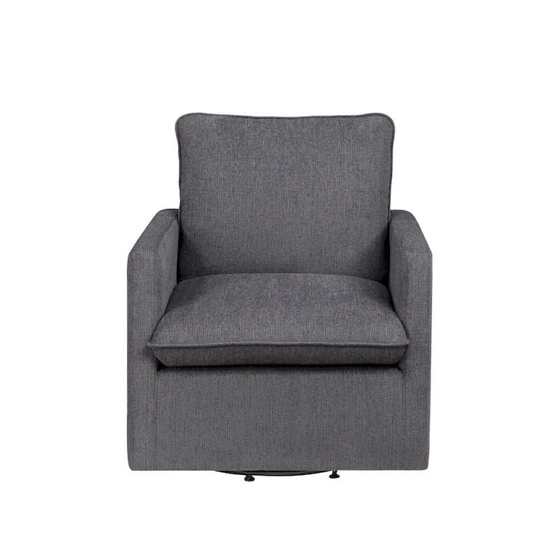 Poltrona girevole Kamile Transitional con cuscino sullo schienale in lino di Furniture of America