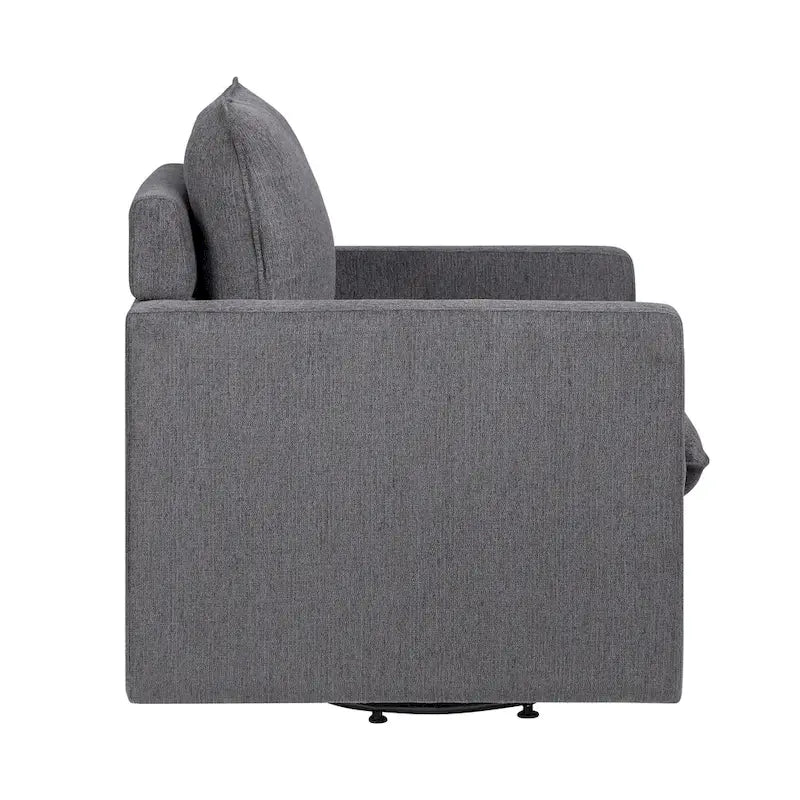 Poltrona girevole Kamile Transitional con cuscino sullo schienale in lino di Furniture of America