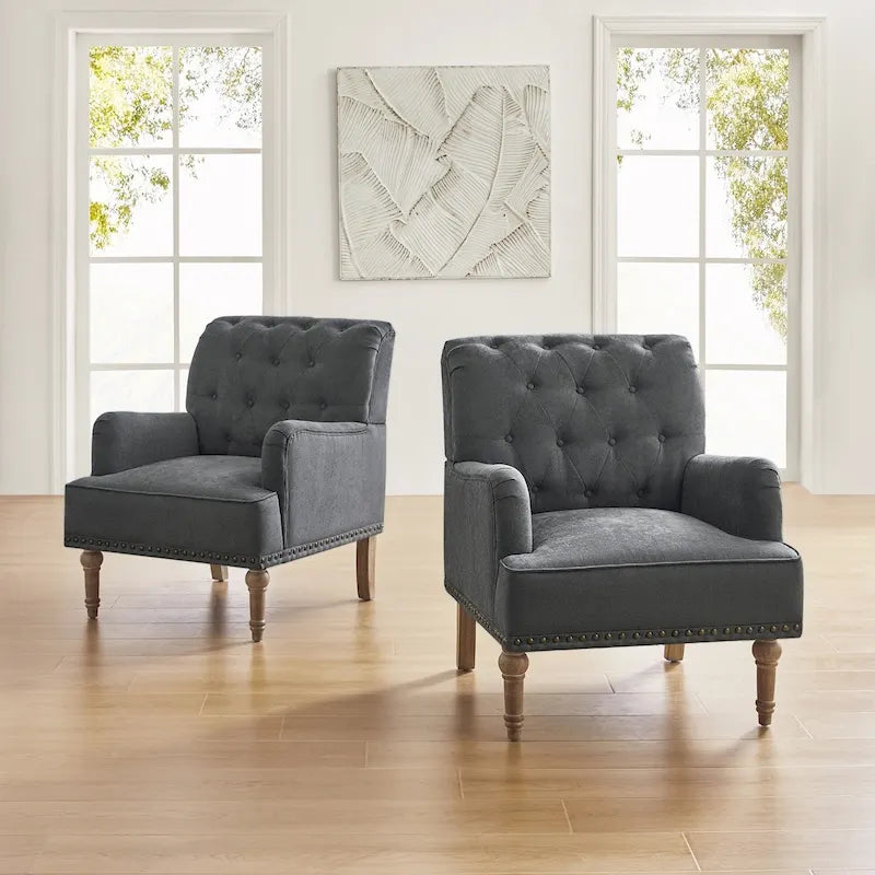 Geltrude Poltroncine Imbottite Tradizionali con Schienale Trapuntato a Bottoni Set da 2 di HULALA HOME