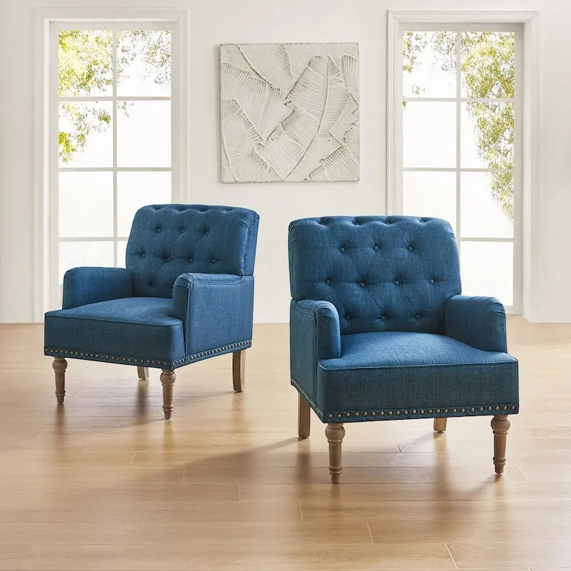 Geltrude Poltroncine Imbottite Tradizionali con Schienale Trapuntato a Bottoni Set da 2 di HULALA HOME