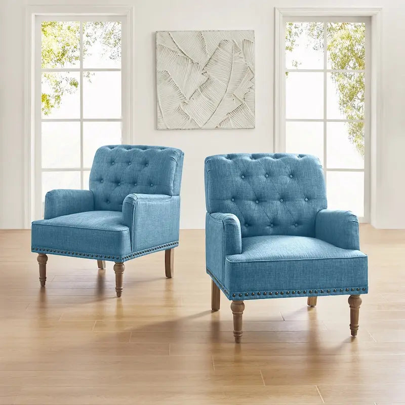 Geltrude Poltroncine Imbottite Tradizionali con Schienale Trapuntato a Bottoni Set da 2 di HULALA HOME
