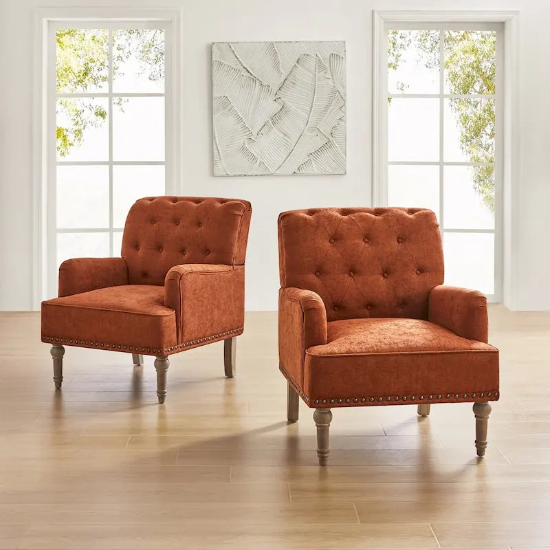 Geltrude Poltroncine Imbottite Tradizionali con Schienale Trapuntato a Bottoni Set da 2 di HULALA HOME