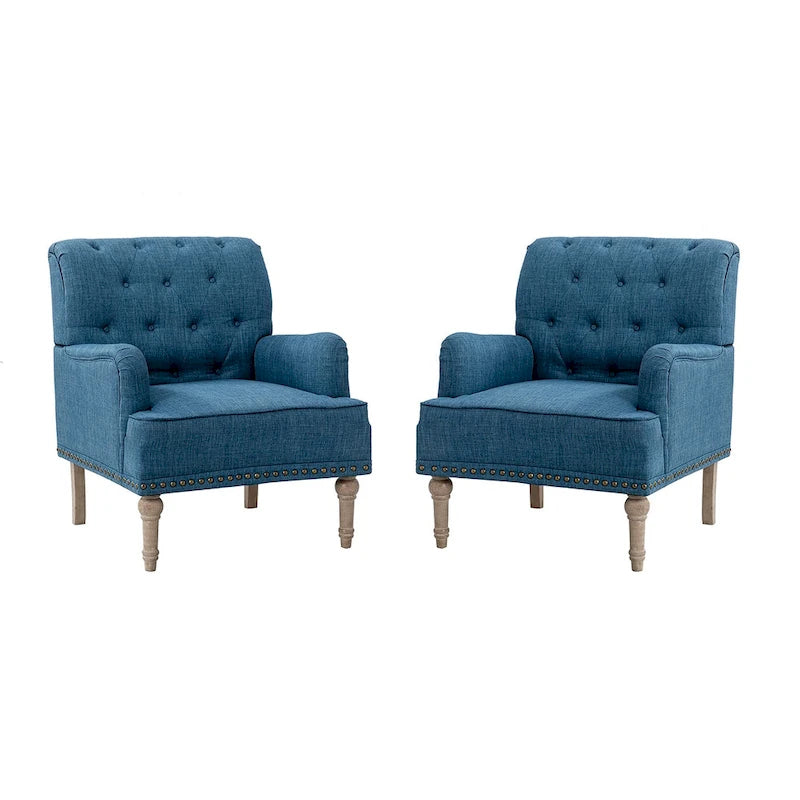 Geltrude Poltroncine Imbottite Tradizionali con Schienale Trapuntato a Bottoni Set da 2 di HULALA HOME