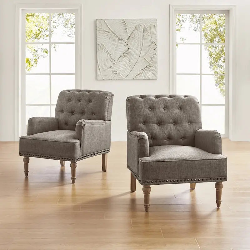 Geltrude Poltroncine Imbottite Tradizionali con Schienale Trapuntato a Bottoni Set da 2 di HULALA HOME