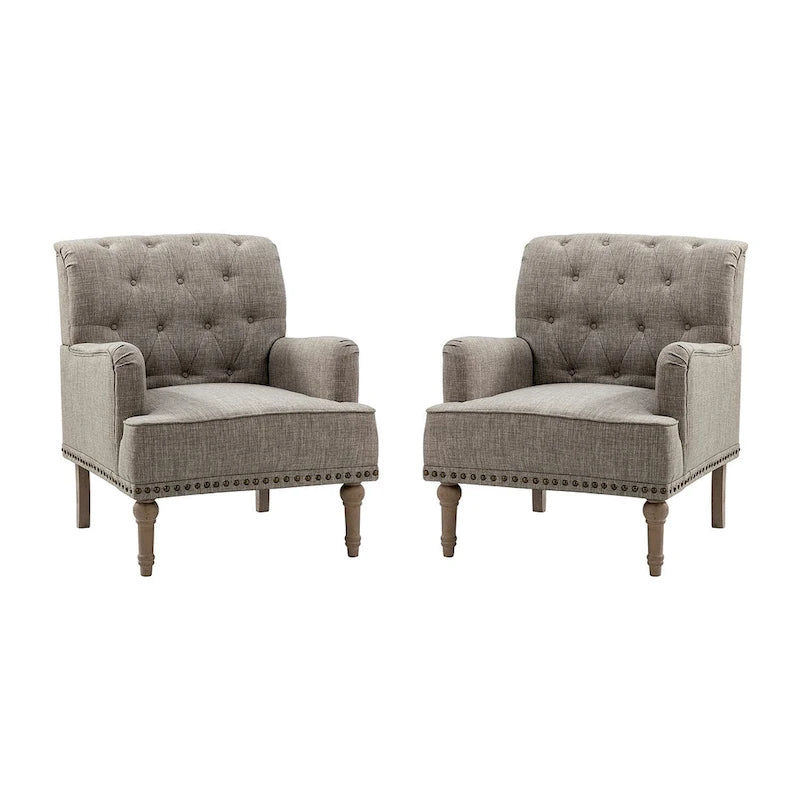 Geltrude Poltroncine Imbottite Tradizionali con Schienale Trapuntato a Bottoni Set da 2 di HULALA HOME