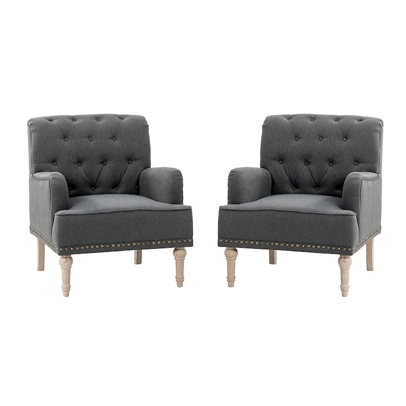 Geltrude Poltroncine Imbottite Tradizionali con Schienale Trapuntato a Bottoni Set da 2 di HULALA HOME