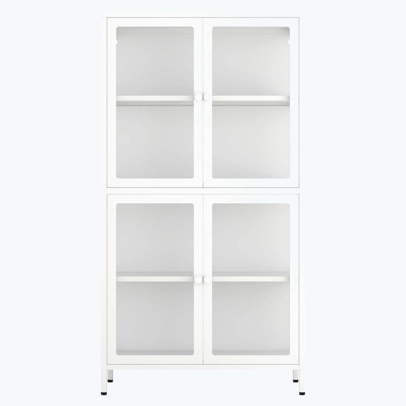 Glass Door Storage Cabinet with Adjustable Shelves - Multiple Colors