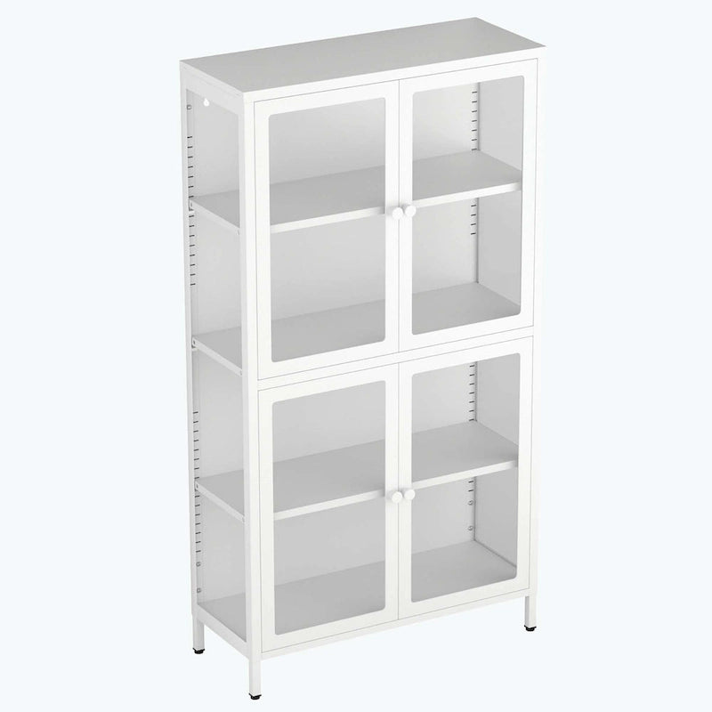 Glass Door Storage Cabinet with Adjustable Shelves - Multiple Colors