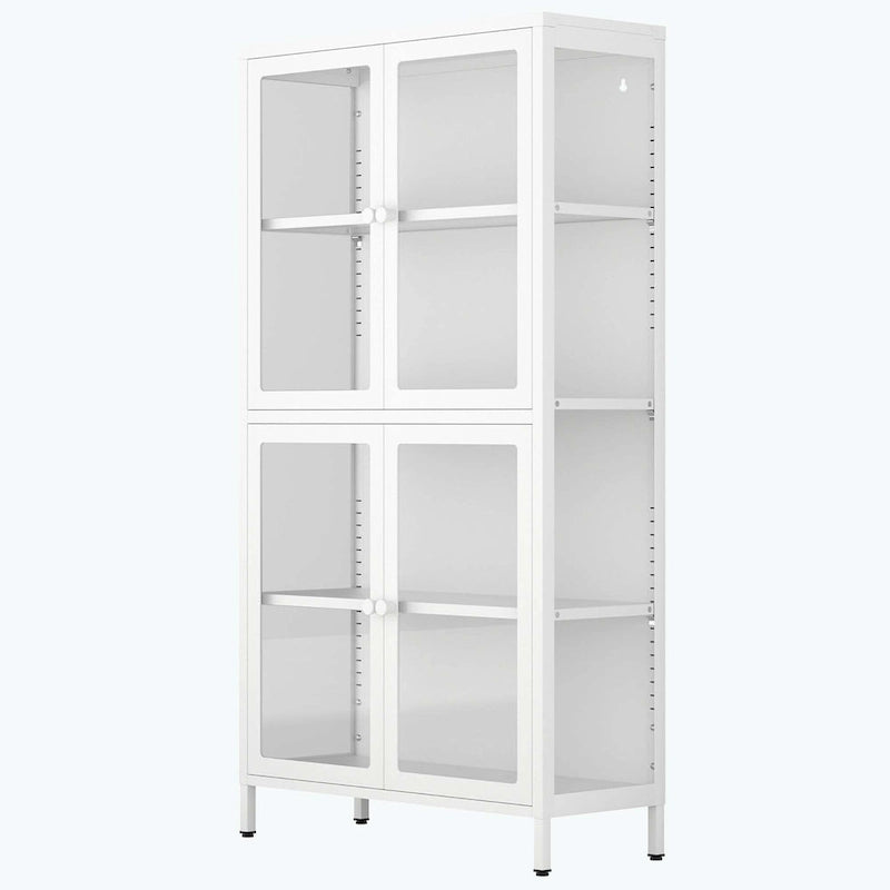 Glass Door Storage Cabinet with Adjustable Shelves - Multiple Colors