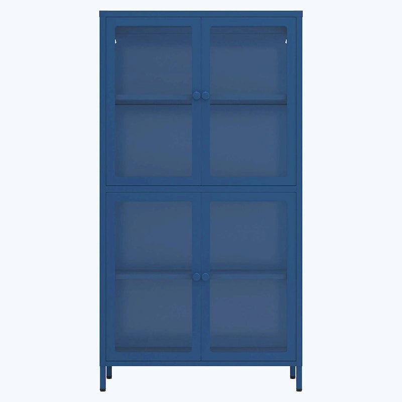 Glass Door Storage Cabinet with Adjustable Shelves - Multiple Colors