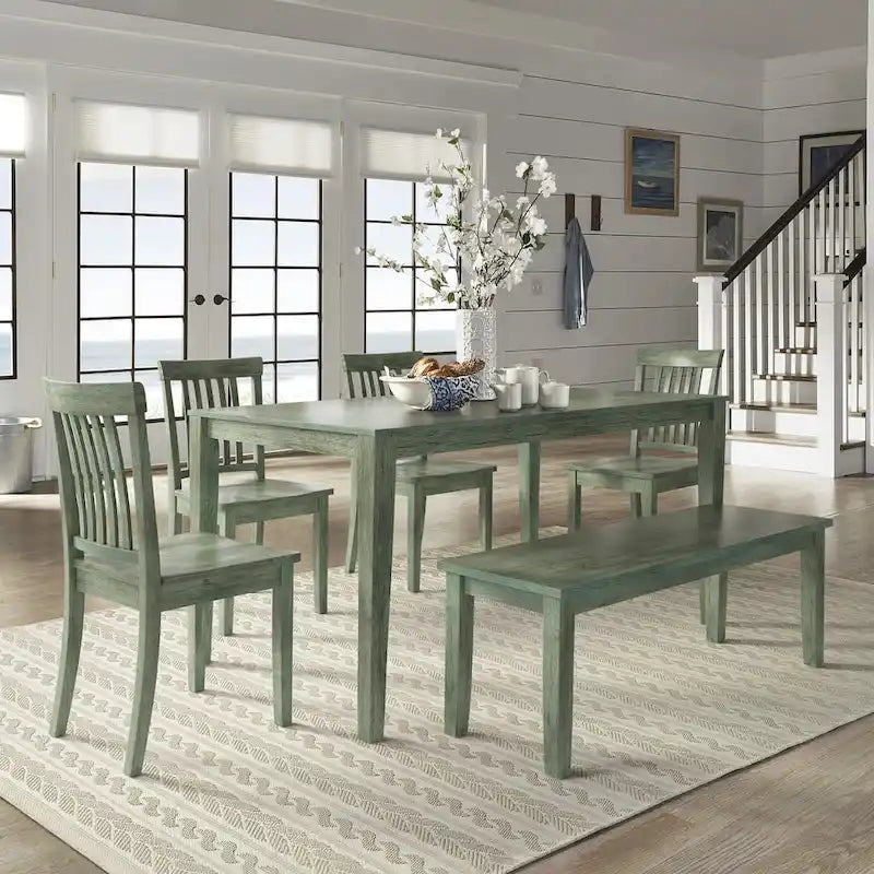 Set da pranzo rettangolare da 60 pollici Wilmington II verde salvia anticato di iNSPIRE Q Classic