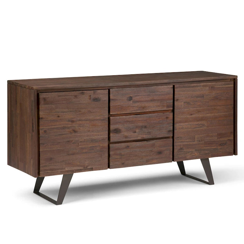 WYNDENHALL Mitchell Mobile buffet/credenza industriale moderna rettangolare in metallo da 152 cm in LEGNO DI ROVERE - 152 x 43 x 76 cm