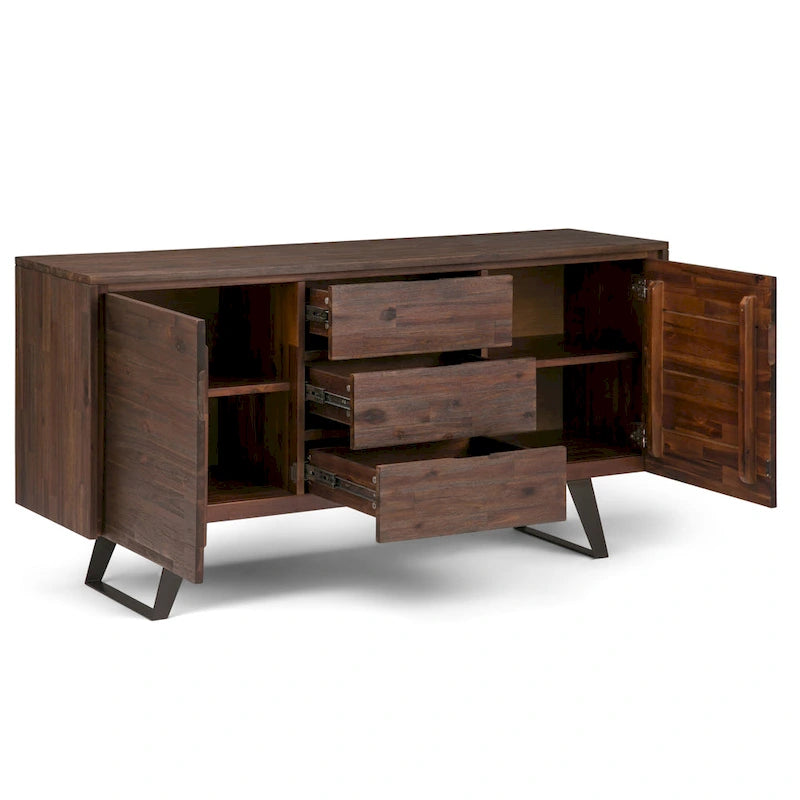 WYNDENHALL Mitchell Mobile buffet/credenza industriale moderna rettangolare in metallo da 152 cm in LEGNO DI ROVERE - 152 x 43 x 76 cm