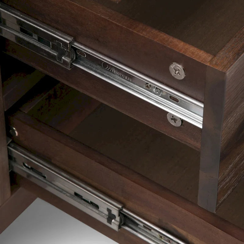 WYNDENHALL Mitchell Mobile buffet/credenza industriale moderna rettangolare in metallo da 152 cm in LEGNO DI ROVERE - 152 x 43 x 76 cm