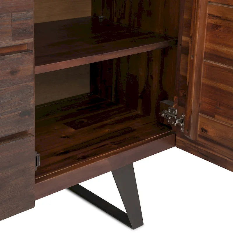 WYNDENHALL Mitchell Mobile buffet/credenza industriale moderna rettangolare in metallo da 152 cm in LEGNO DI ROVERE - 152 x 43 x 76 cm