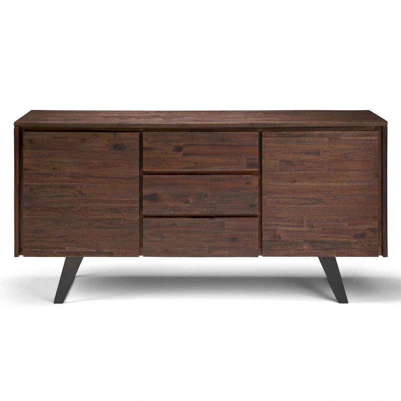 WYNDENHALL Mitchell Mobile buffet/credenza industriale moderna rettangolare in metallo da 152 cm in LEGNO DI ROVERE - 152 x 43 x 76 cm