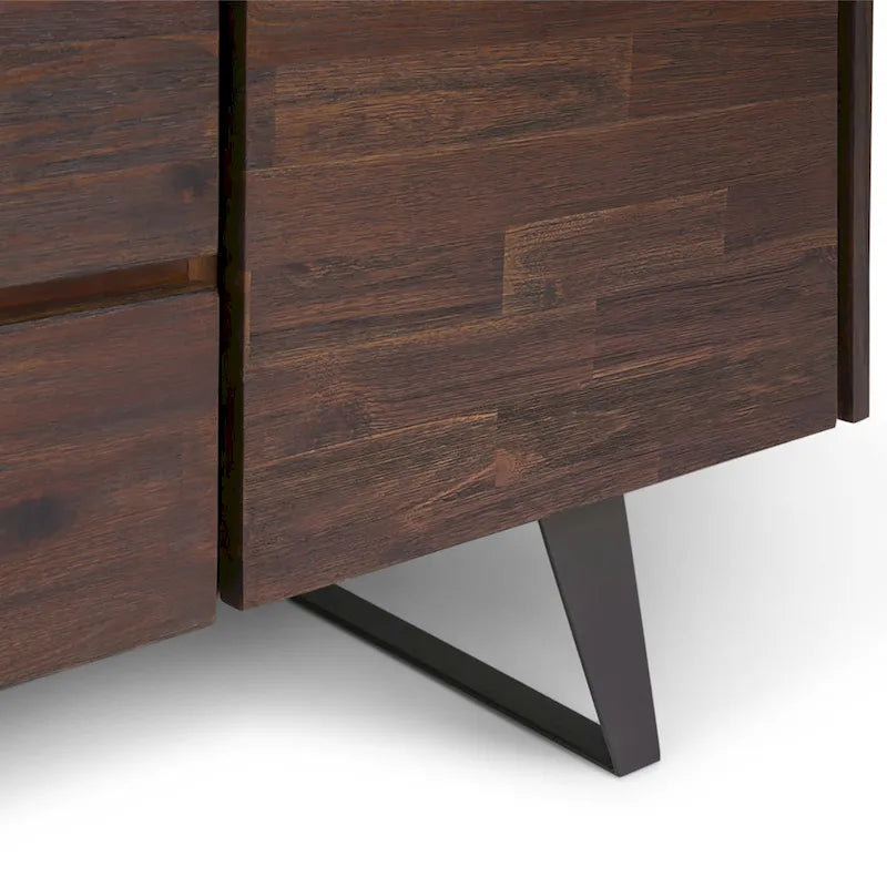 WYNDENHALL Mitchell Mobile buffet/credenza industriale moderna rettangolare in metallo da 152 cm in LEGNO DI ROVERE - 152 x 43 x 76 cm