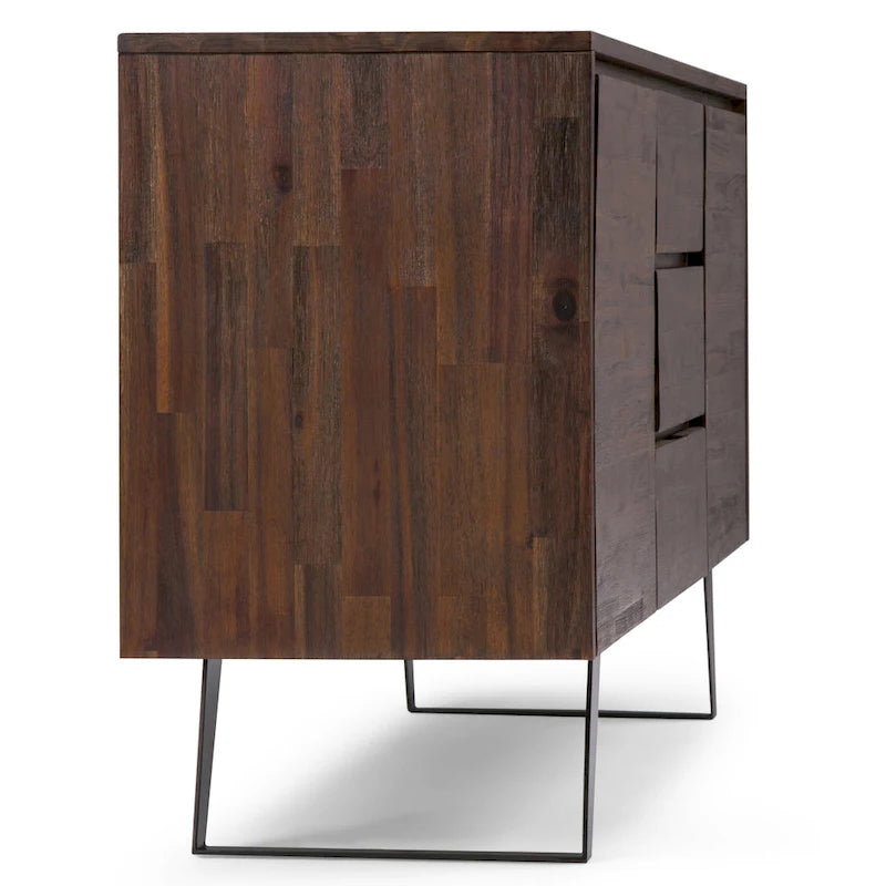 WYNDENHALL Mitchell Mobile buffet/credenza industriale moderna rettangolare in metallo da 152 cm in LEGNO DI ROVERE - 152 x 43 x 76 cm