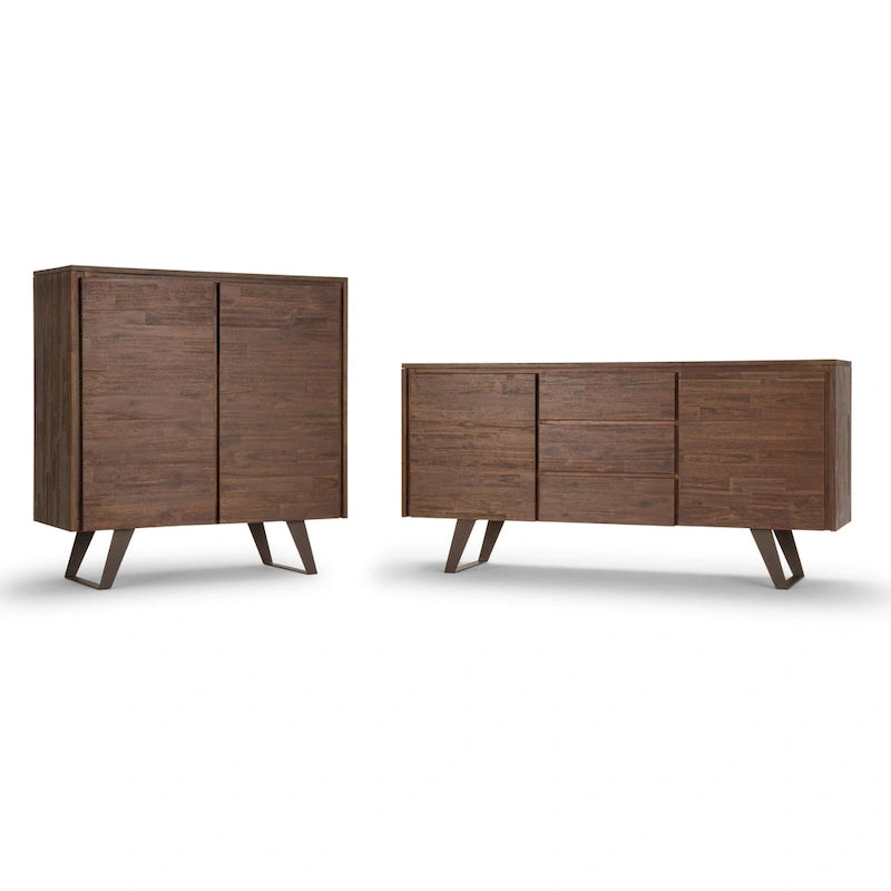 WYNDENHALL Mitchell Mobile buffet/credenza industriale moderna rettangolare in metallo da 152 cm in LEGNO DI ROVERE - 152 x 43 x 76 cm