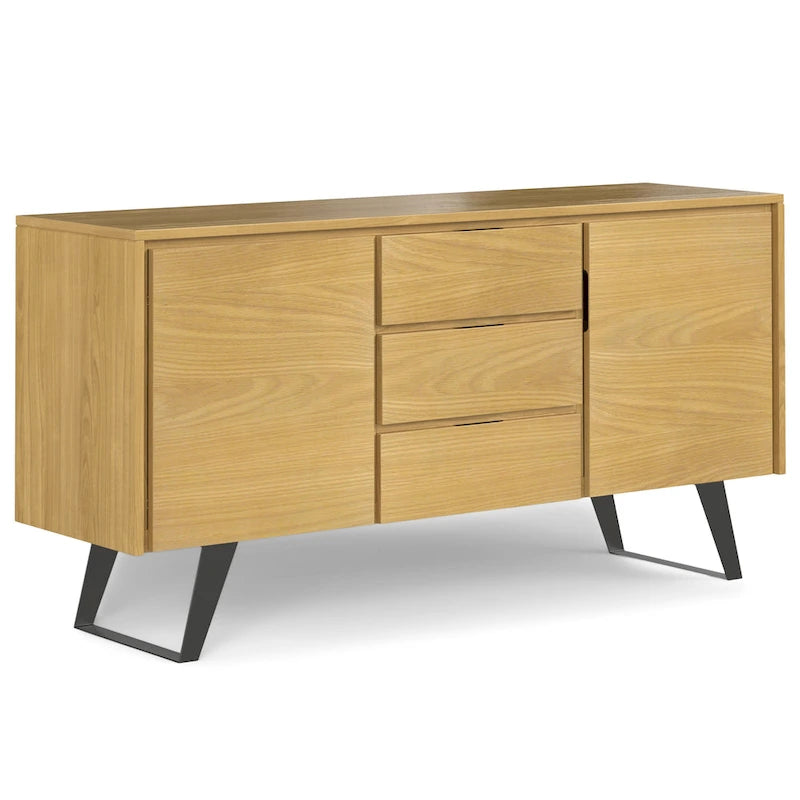 WYNDENHALL Mitchell Mobile buffet/credenza industriale moderna rettangolare in metallo da 152 cm in LEGNO DI ROVERE - 152 x 43 x 76 cm