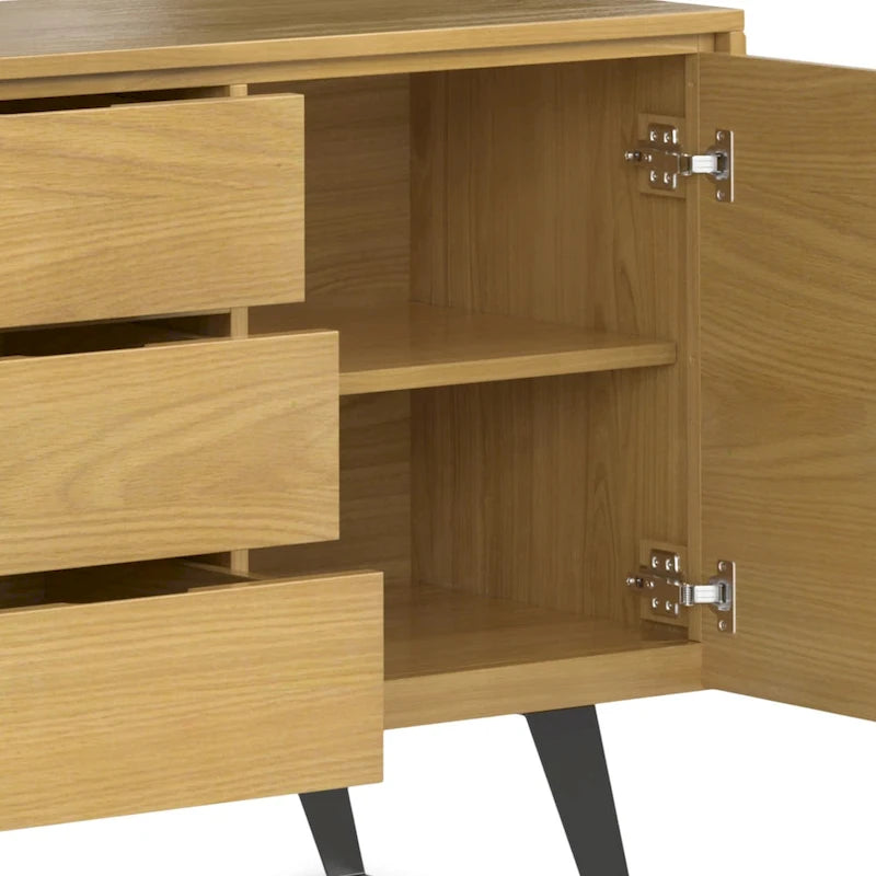 WYNDENHALL Mitchell Mobile buffet/credenza industriale moderna rettangolare in metallo da 152 cm in LEGNO DI ROVERE - 152 x 43 x 76 cm