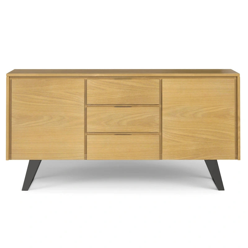 WYNDENHALL Mitchell Mobile buffet/credenza industriale moderna rettangolare in metallo da 152 cm in LEGNO DI ROVERE - 152 x 43 x 76 cm