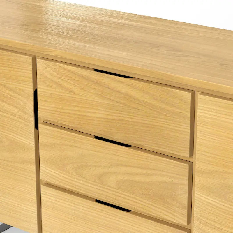 WYNDENHALL Mitchell Mobile buffet/credenza industriale moderna rettangolare in metallo da 152 cm in LEGNO DI ROVERE - 152 x 43 x 76 cm