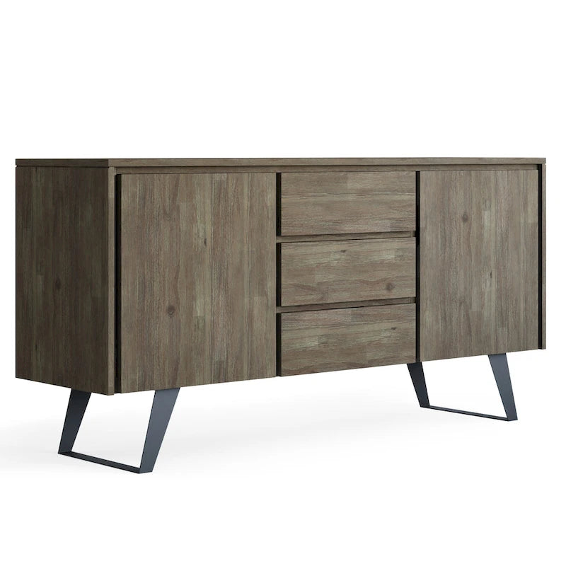 WYNDENHALL Mitchell Mobile buffet/credenza industriale moderna rettangolare in metallo da 152 cm in LEGNO DI ROVERE - 152 x 43 x 76 cm