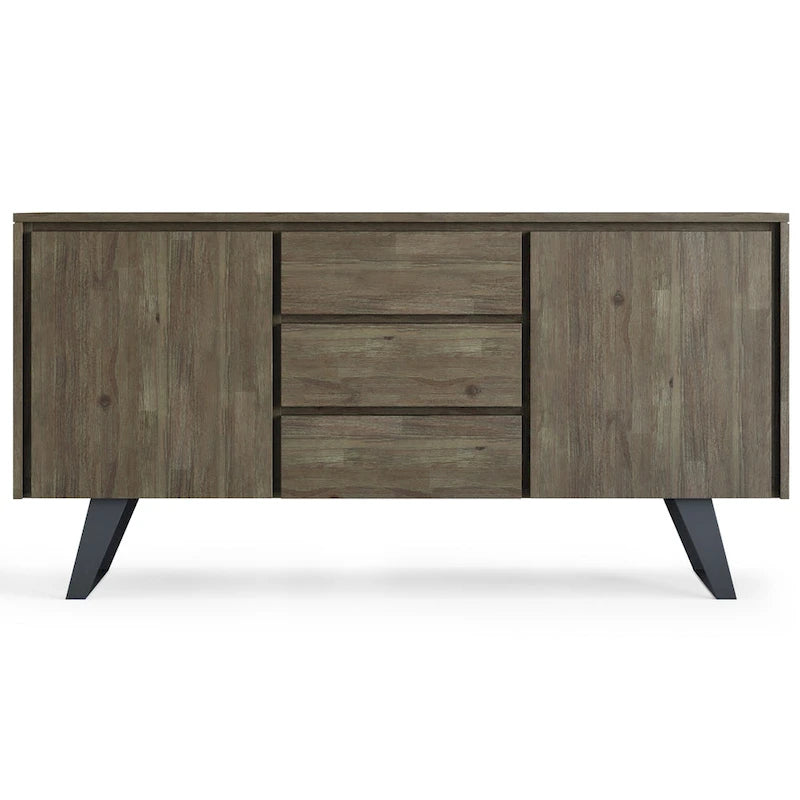 WYNDENHALL Mitchell Mobile buffet/credenza industriale moderna rettangolare in metallo da 152 cm in LEGNO DI ROVERE - 152 x 43 x 76 cm