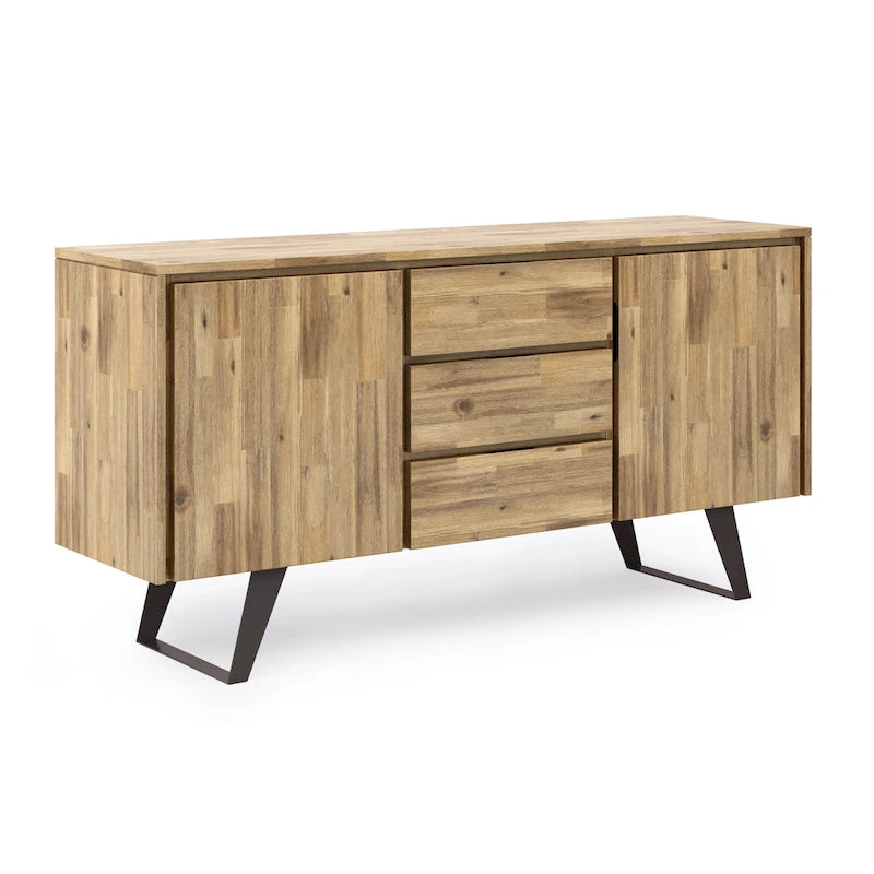 WYNDENHALL Mitchell Mobile buffet/credenza industriale moderna rettangolare in metallo da 152 cm in LEGNO DI ROVERE - 152 x 43 x 76 cm